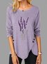 Lila Langarm Rundhals T-Shirt