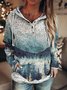 Retro Landschaft Print Sweatshirts mit Kapuze