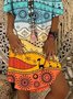 Urlaub Ethnischer Print Kleid mit Kurzarm