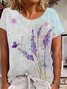 Lässige Geblümte T-Shirt mit Rundhals