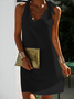 Kleines schwarzes Kleid V-Ausschnitt Partykleid ärmellos Riemen-Design Noracora