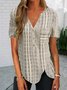 Baumwolle Gestreift Textur Kurzarm Retro Blusen & Shirts