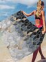 Sommer Sonnenschutz Geometrischen Quadraten Baden Strandtuch mit Kreativem Print