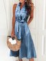 Schnürung Lässiges Kleid aus Denim