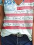 Flagge Print Bluse mit V-Ausschnitt für Sommer Urlaub
