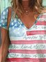 Flagge Print Bluse mit V-Ausschnitt für Sommer Urlaub