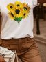 Kurzarm Rundhals T-Shirt mit Blumenmuster
