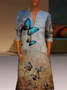 Langarm V-Ausschnitt gemustert Print Mosaik Kleid