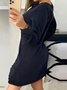 Retro Unifarben Schnürung V-Ausschnitt Langarm Große Größen Lässig Sweatshirt Kleider