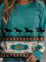 Grün Westen Stile/Kühe Geometrisch Print Lässig Retro Sweatshirts