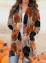 Lässig Langarm Große Größen Print Strickjacke