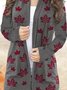 Lässig Langarm Große Größen Print Strickjacke