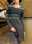 Rundhals Retro Langarm Strickkleid