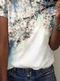 Geblümt Locker Lässig Kurzarm T-Shirt