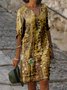Retro Geometrisches Freizeitkleid mit Blumenmuster
