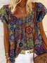 Rundhals Angestrichen Kurzarm Blusen & Shirts