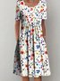 Blumen Print Kleid Gewebe Locker Kurzarm Luftig Urlaub Noracora
