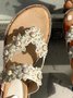Damen Bohemien Perle Geblümt Große Größen Slipper Sandale