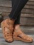 Geblümt Stanzen Ausschnitte Bedeckt Schuhspitze Retro Sandale
