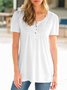 Spitze Lässig Locker Unifarben Kurzarm T-Shirt