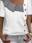 Lässig Asymmetrisch Kragen Locker Jersey Kurzarm T-Shirt
