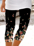 Große Größen Geblümt Lässig Cropped Leggings