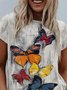 Schmetterling Muster T-Shirt lässige Rundhals Kurzarm Noracora