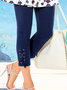Große Größen Lässig Unifarben Cropped Leggings