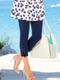 Große Größen Lässig Unifarben Cropped Leggings