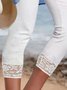 Spitze Saum Leggings Jersey Cropped Hose Lässig Große Größen Noracora