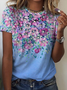 Geblümt Rundhals Lässig Kurzarm T-Shirt
