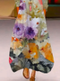Lässig Rundhals Kleider mit Blumenmuster