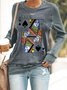 Poker Figur Lässig Rundhals Weit Langarm Sweatshirts