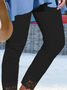Schwarz Leggings Spitze Saum Jersey Hose Noracora