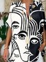 Figur Print V-Ausschnitt Lässig Weit Blusen & Shirts