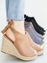 Damen Unifarben Frühling Urlaub Urlaub Offen Nach der Schnürung Kunstwildleder Espadrille Sandale Gummi Sandale