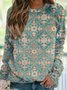 Lässig Ethnisch Herbst Leicht Mikroelastizität Täglich Langarm Rundhals Regelmäßig Sweatshirts für Damen