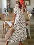 Lässig Polka Dots Halbarm V-Ausschnitt Print Kleid