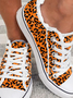 Damen Straße Alle Jahreszeiten Leopard Party Rund Segeltuch Stoff Große Größen Schnürung Sneakers
