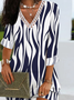 Geometrisch Lässig Herbst Polyester V-Ausschnitt Langarm H-Linie Kleider für Damen