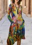 Retro Ethnisch Sommer Normal Leicht Jersey  Bestseller A-Linien Kleider für Damen