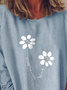 Damen Lässig Geblümt Herbst Mikroelastizität Täglich Langarm Regelmäßig H-Linie Regelmäßig Größe Sweatshirts