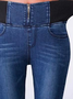 Lässig Unifarben Herbst Normal Täglich Fest Standard Lang Regelmäßig Größe Jeans für Damen