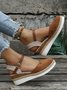 Farbblock Sommer Urlaub Metall Blockabsatz Geschlossen Espadrille Sandale Verstellbare Schnalle Standard Keile & Flachform für Damen