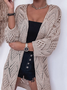 Damen Lässig Unifarben Herbst Mikroelastizität Weit Standard Langarm  Stricken Regelmäßig Pullover Mantel