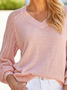 Lässig Unifarben Winter V-Ausschnitt Standard H-Linie Regelmäßig Mittel Elastizität Regelmäßig Größe Pullover für Damen