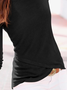 Lässig Unifarben Herbst Polyester Mikroelastizität Standard Regelmäßig H-Linie Regelmäßig T-Shirt für Damen