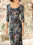 Damen Retro Geblümt Herbst Normal Täglich Regelmäßige Passform Midi Bestseller Regelmäßig Kleider
