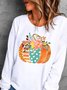Lässig Herbst Halloween Weit Jersey Rundhals H-Linie Regelmäßig Regelmäßig Größe Sweatshirts für Damen