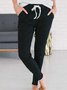Damen Lässig Unifarben Herbst Normal Täglich Jersey Standard Knöchel Gebändert Hose Regelmäßig Jogginghose